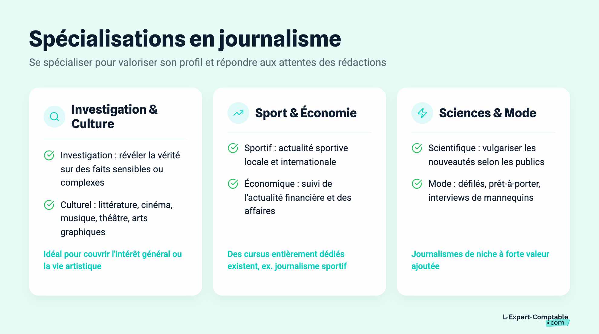 Spécialisations en journalisme